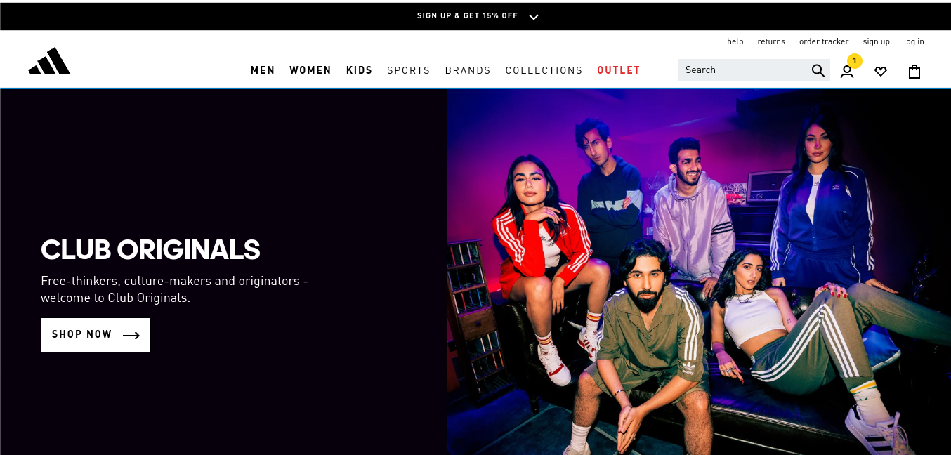 Adidas, uses personalization - WordPress website design trends 2023